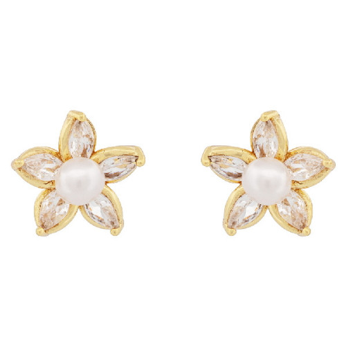 PENDIENTE FLOR CZ CENTRO PERLA NATURAL - PE6831CH