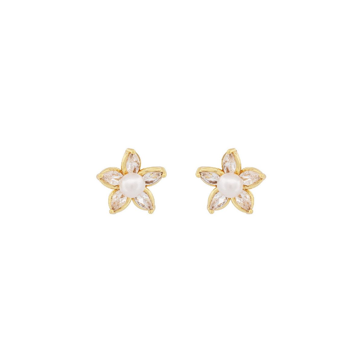 PENDIENTE FLOR CZ CENTRO PERLA NATURAL - PE6831CH