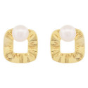 PENDIENTE CUADRADO + PERLA NATURAL - PE6849CH