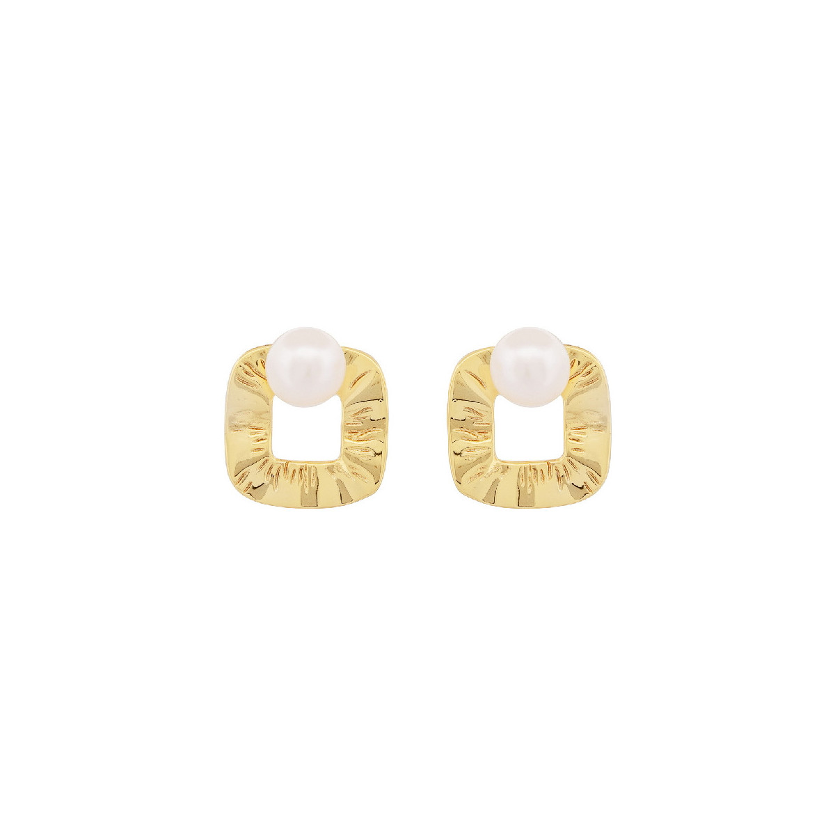 PENDIENTE CUADRADO + PERLA NATURAL - PE6849CH