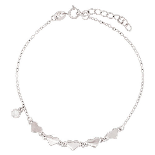 PULSERA  5 CORAZONES LISOS + CZ - PU5880R