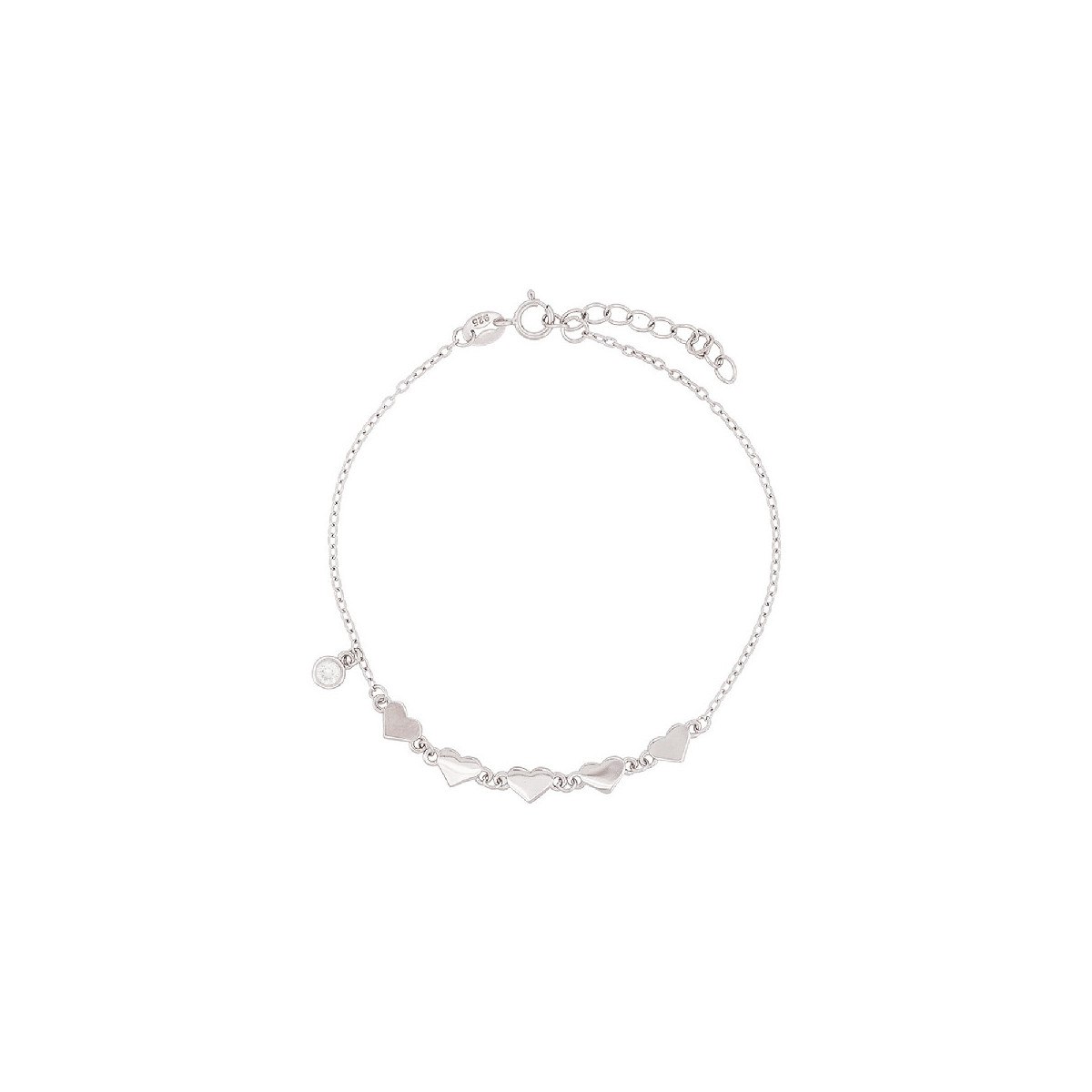 PULSERA  5 CORAZONES LISOS + CZ - PU5880R