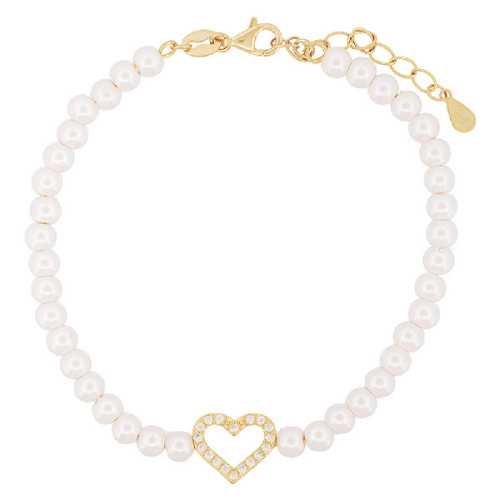 PULSERA PERLA CORAZON CENTRO CZ - PU5889CH