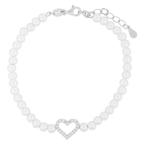 PULSERA PERLA CORAZON CENTRO CZ - PU5889R
