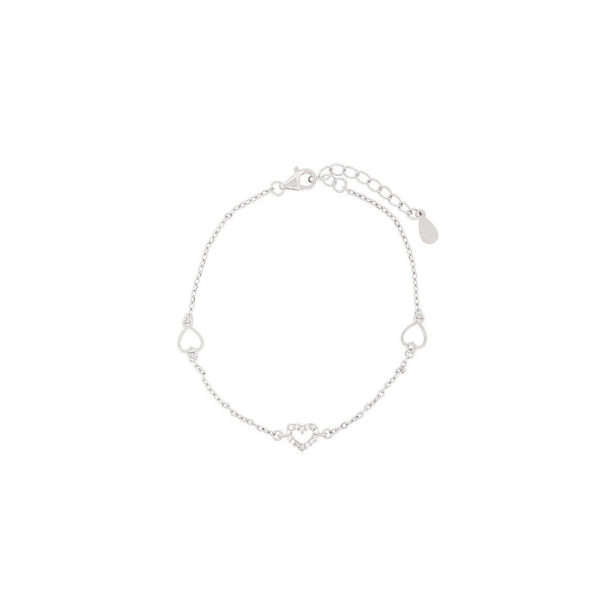 PULSERA 3 CORAZONES LISOS Y CZ - PU5910R