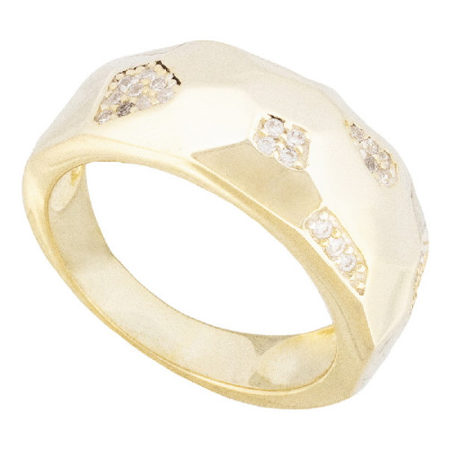 SORTIJA ANCHA FACETADAS LISA Y CON CZ - SO1661CH