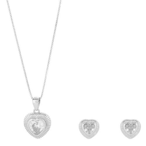 JUEGO CORAZON BORDE LABRADO CENTRO CZ - JU3163R