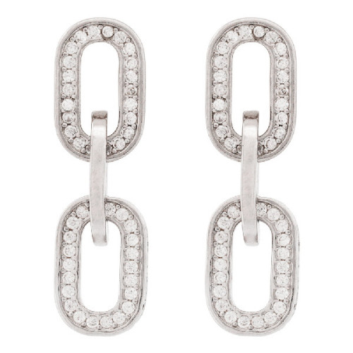 PENDIENTE DOBLE ESLABON CON CZ - PE6808R