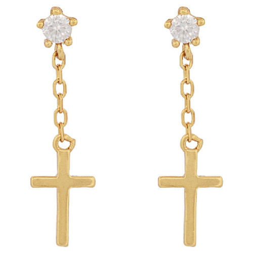 PENDIENTE CZ GARRAS CADENA + CRUZ - PE6841CH