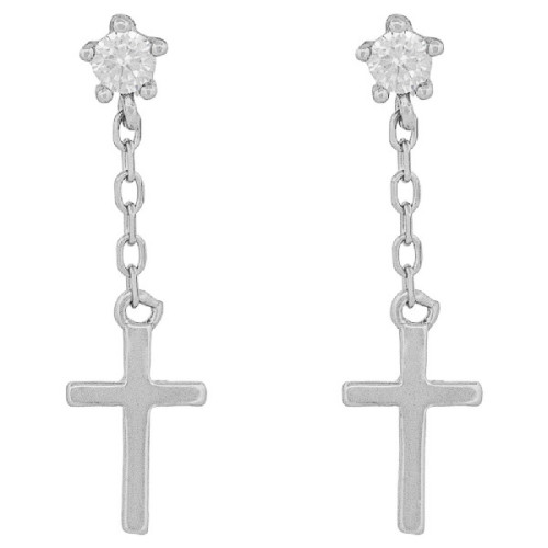 PENDIENTE CZ GARRAS CADENA + CRUZ - PE6841R