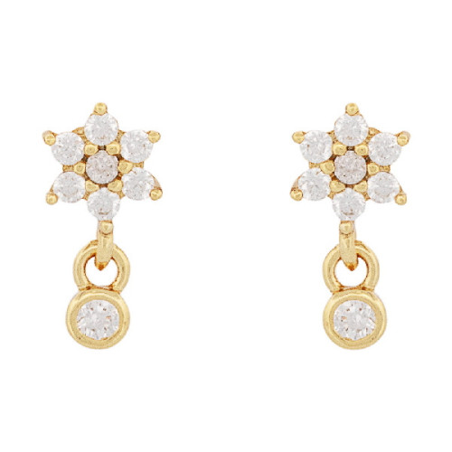 PENDIENTE FLOR CZ + CZ COLGANDO - PE6843CH