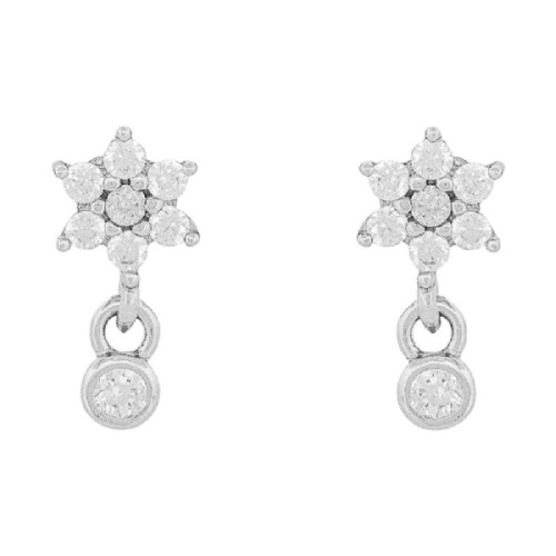 PENDIENTE FLOR CZ + CZ COLGANDO - PE6843R