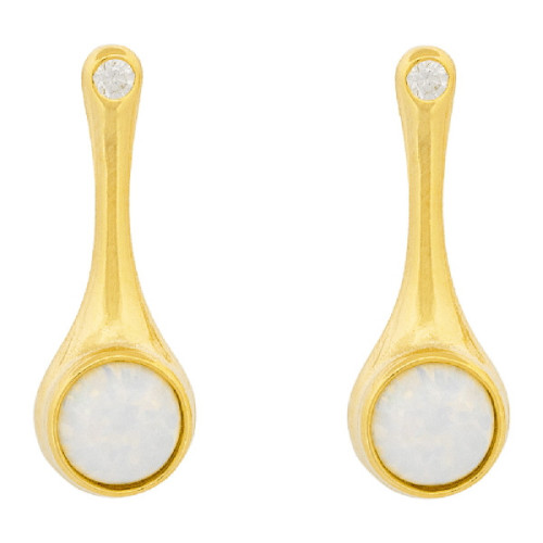 PEND. LAGRIMA CZ + PIEDRA REDONDA - PE6857CH/04