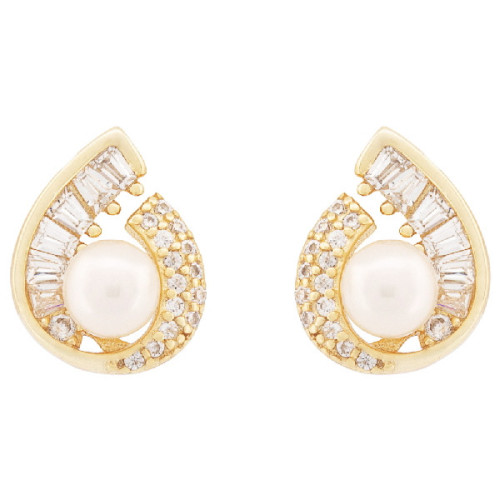 PEND. PERLA NATURAL BORDE LAGRIMA CZ - PE6918CH