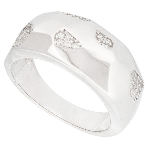 SORTIJA ANCHA FACETADAS LISA Y CON CZ - SO1661R