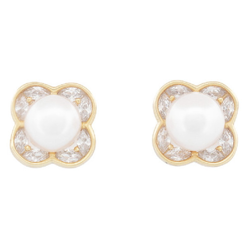 PEND. PERLA NATURAL BORDE TREBOL CZ - PE6917CH