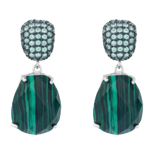 PENDIENTE CABEZAL RECTANGULAR CZ + MALAQ - PE6929R/37