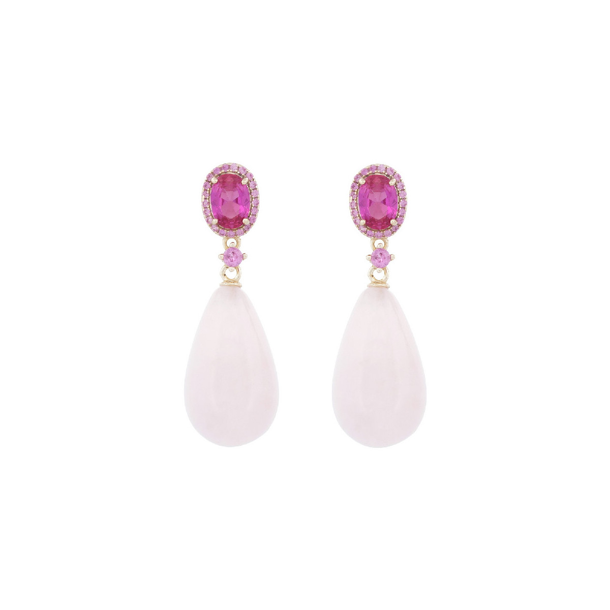 PENDIENTE CABEZA CZ OVAL + CUARZO ROSA - PE6936CH/14 PENDIENTE CABEZA CZ OVAL + CUARZO ROSA - PE6936CH/14