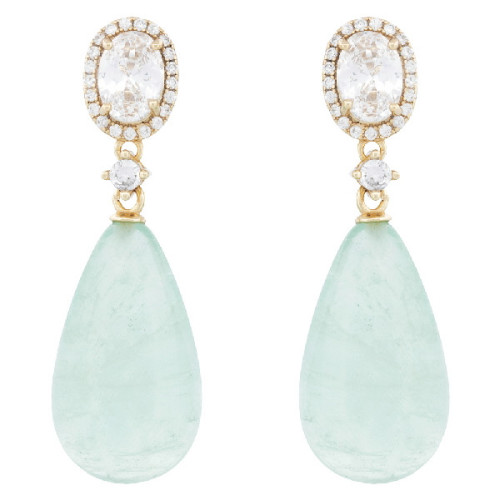 PENDIENTE CABEZA CZ OVAL + FLUORITA VERD - PE6936CH/23