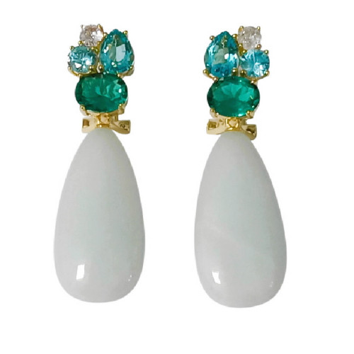 PENDIENTE CABEZA 4 CZ OMEGA + AMAZONITA - PE6926CH/16