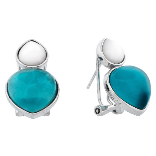 PENDIENTE CABEZA NACAR + PIEDRA AZUL  - PE6940R/03