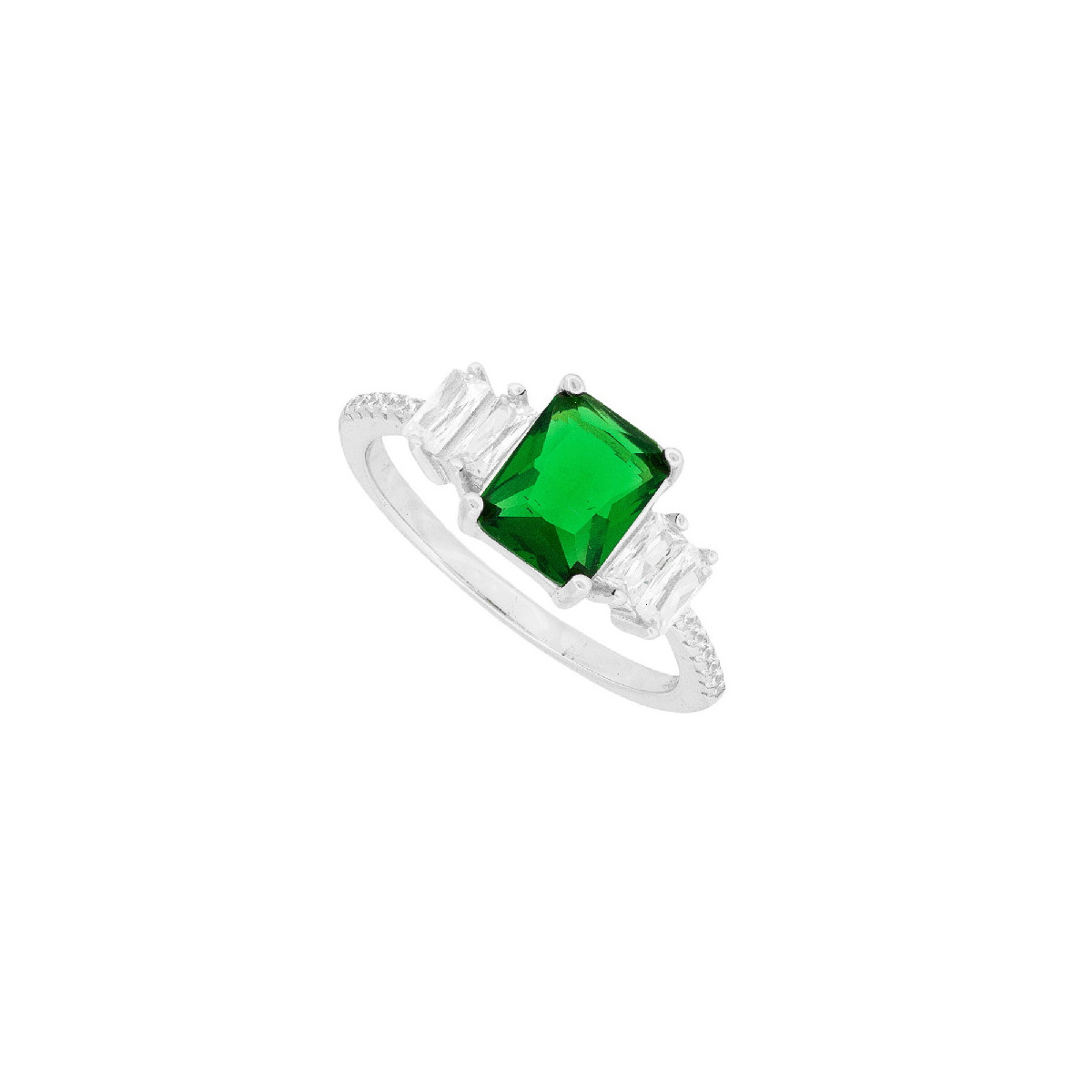 SORTIJA RECTANGULAR CENTRO 6X8MM + 2 CZ LADOS - SO1699R/16