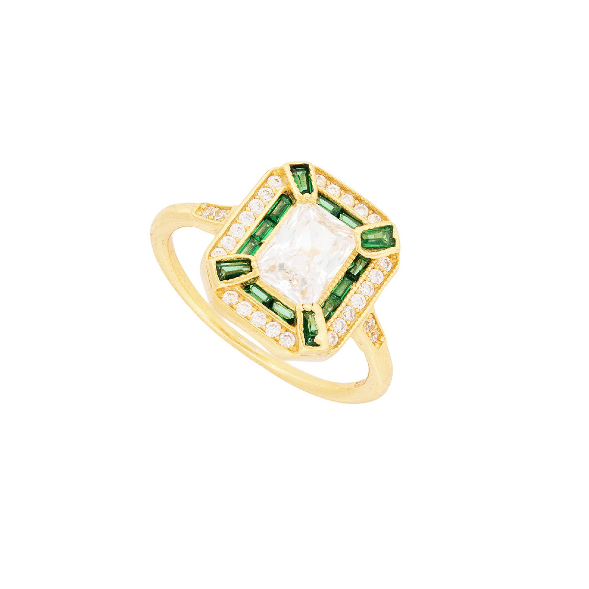 SORTIJA RECTANGULAR CON CZ Y CZ RECTANG. CENTRO - SO1694CH/16