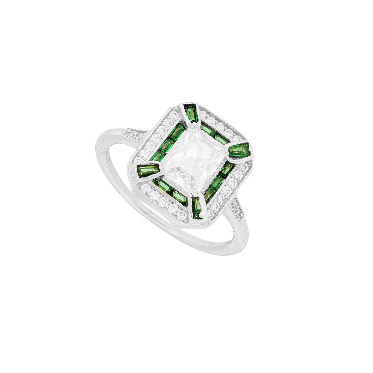 SORTIJA RECTANGULAR CON CZ Y CZ RECTANG. CENTRO - SO1694R/16