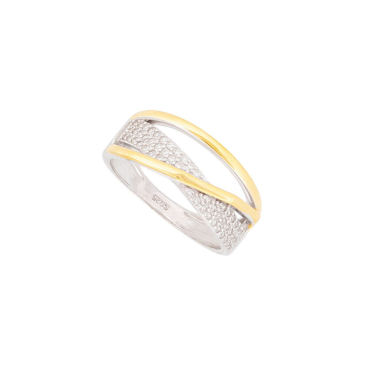 SORTIJA BICOLOR CZ 2 LINEAS CH - SO1695R/CH