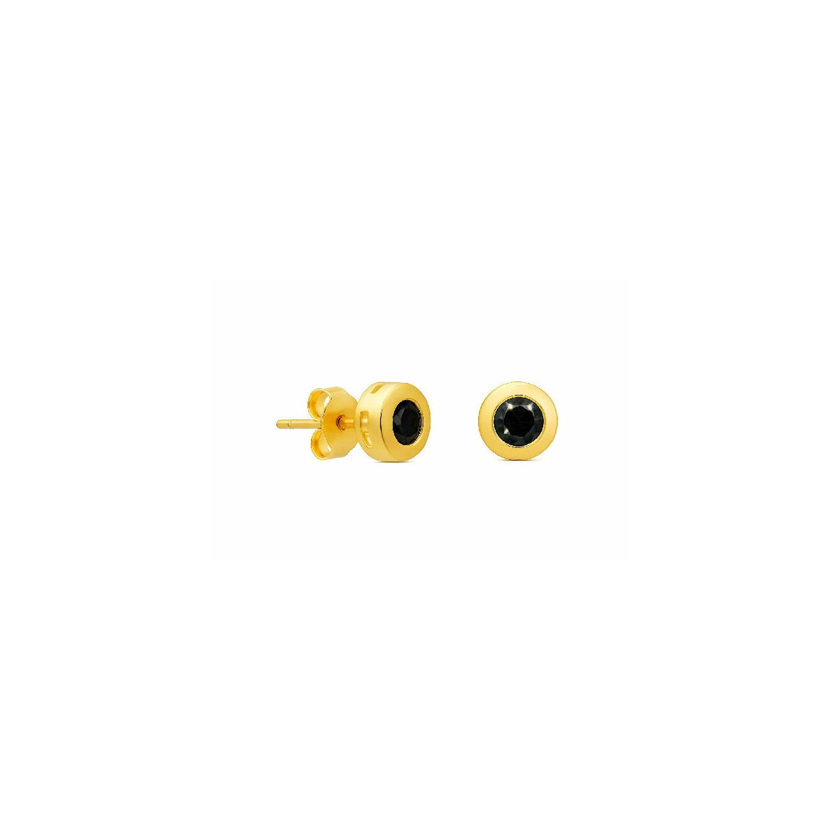 TACO DE 3 PENDIENTE CHATON 5MM CZ NEGRA  - PE3866CH/10