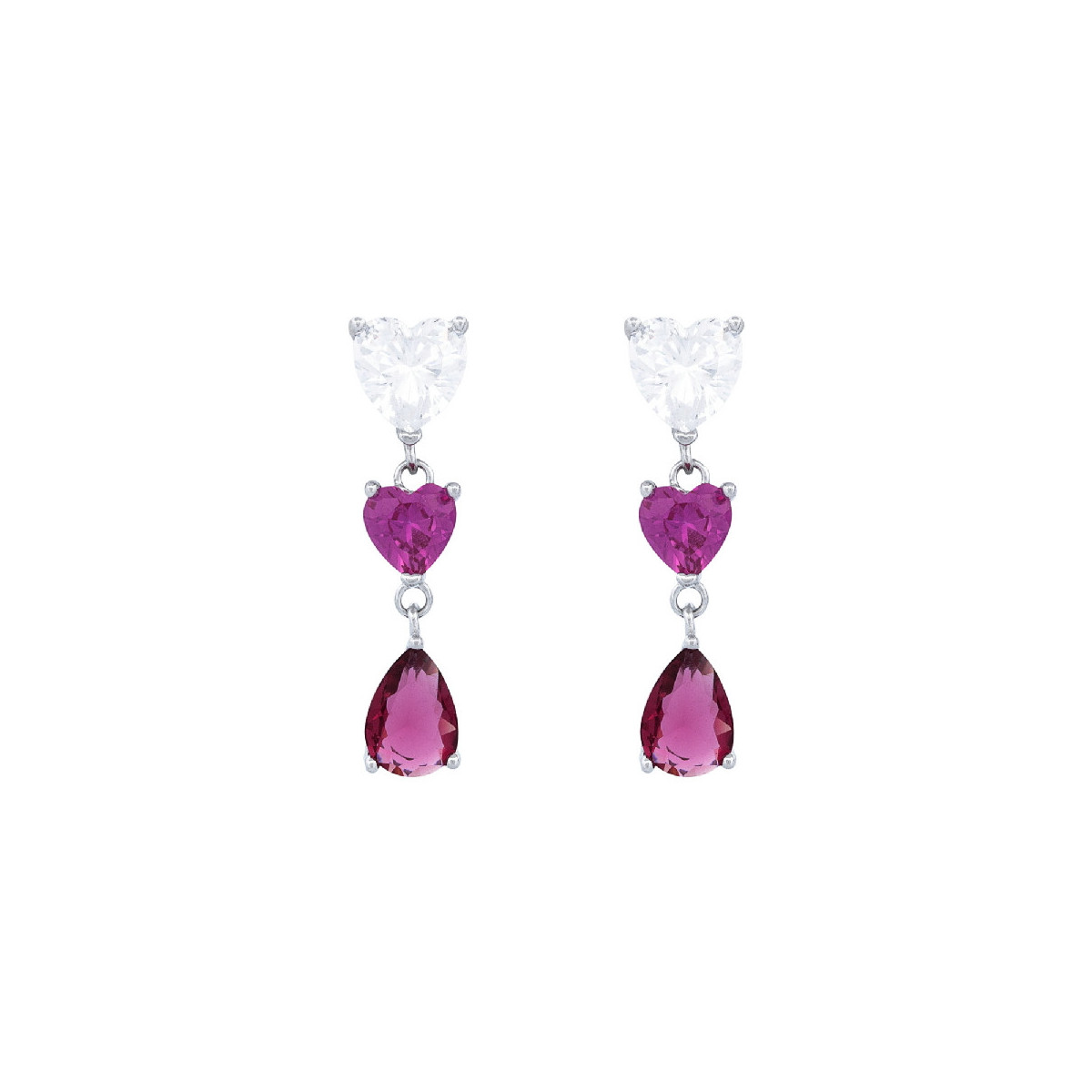 PE. LARGO 3 CZ 2 FORMA CORAZON Y CZ LAGR - PE6958R/13