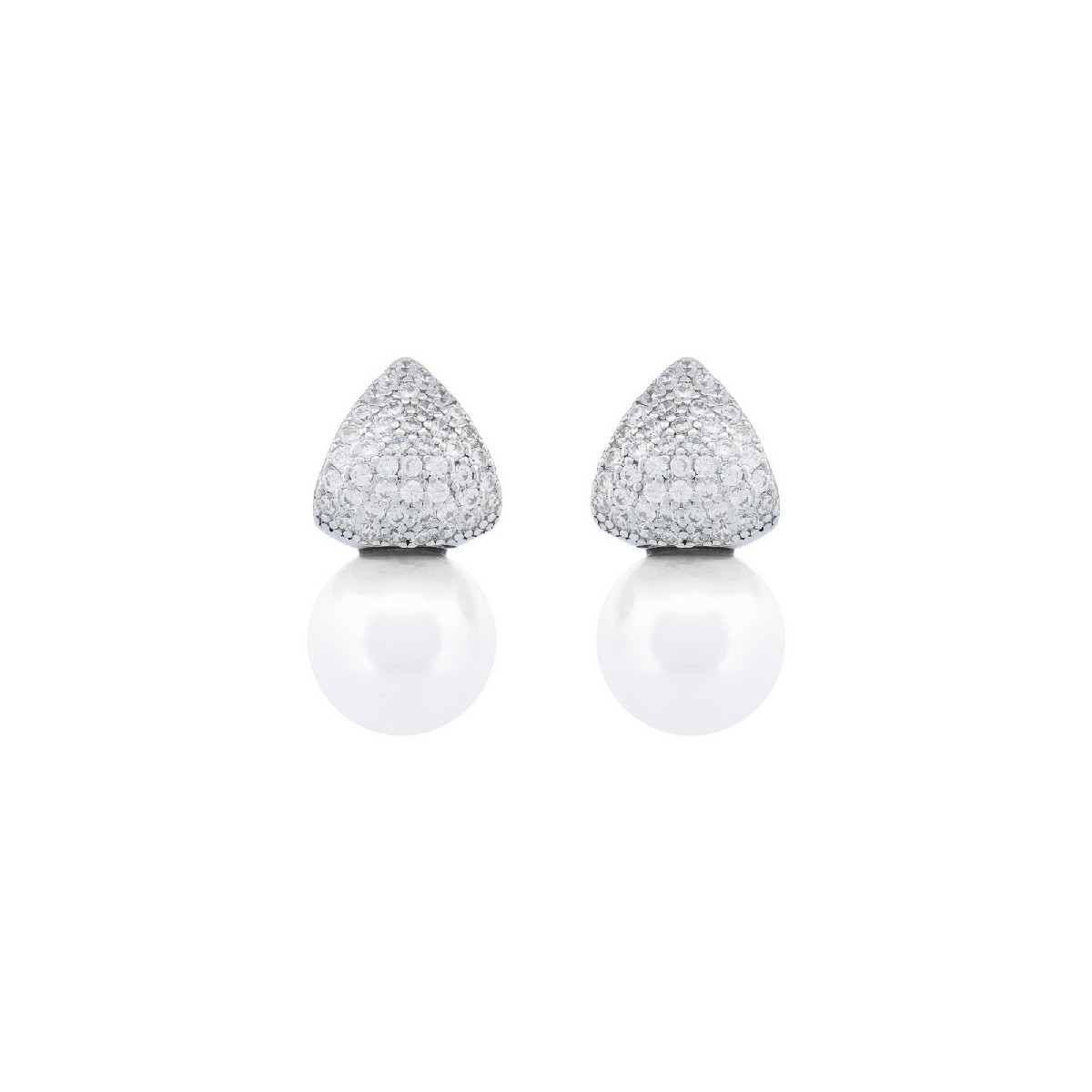PENDIENTE TRIANGULO CZ + PERLA - PE7009R