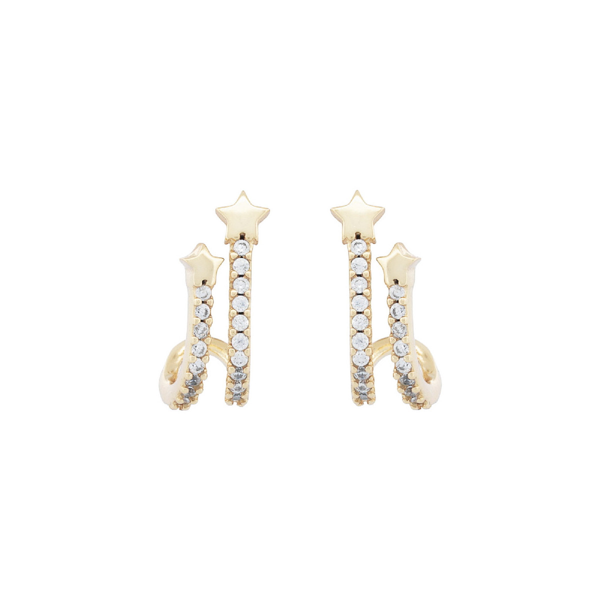 PENDIENTE DOBLE CZ + ESTRELLA - PE7015CH