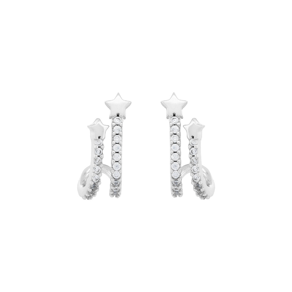 PENDIENTE DOBLE CZ + ESTRELLA - PE7015R