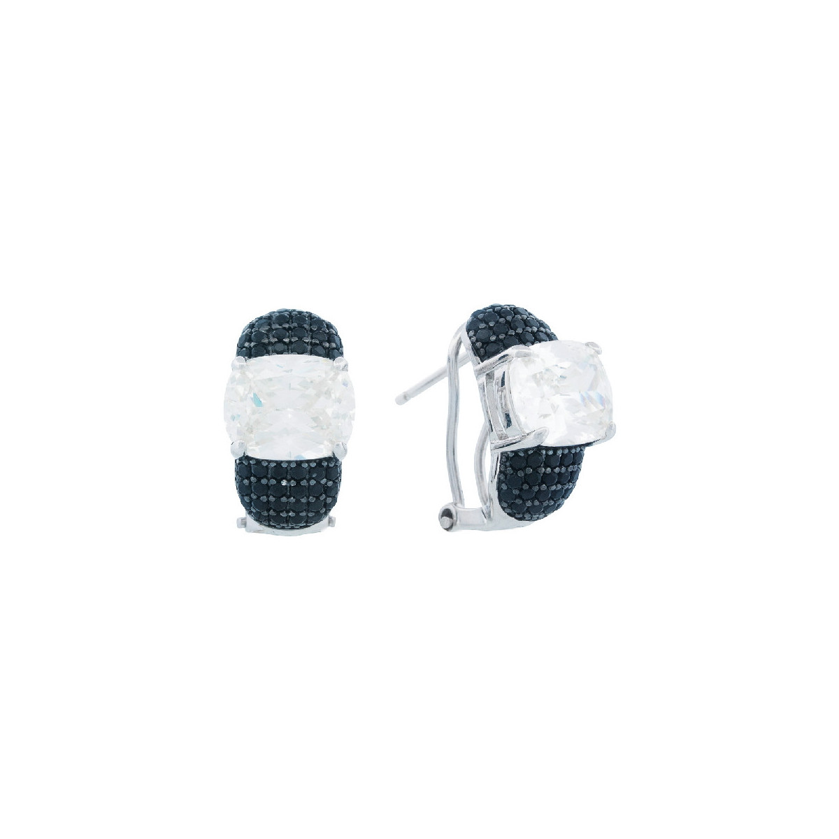 PE. OMEGA CZ OVAL CENTRO+CZ RODIO NEGRO - PE7061R