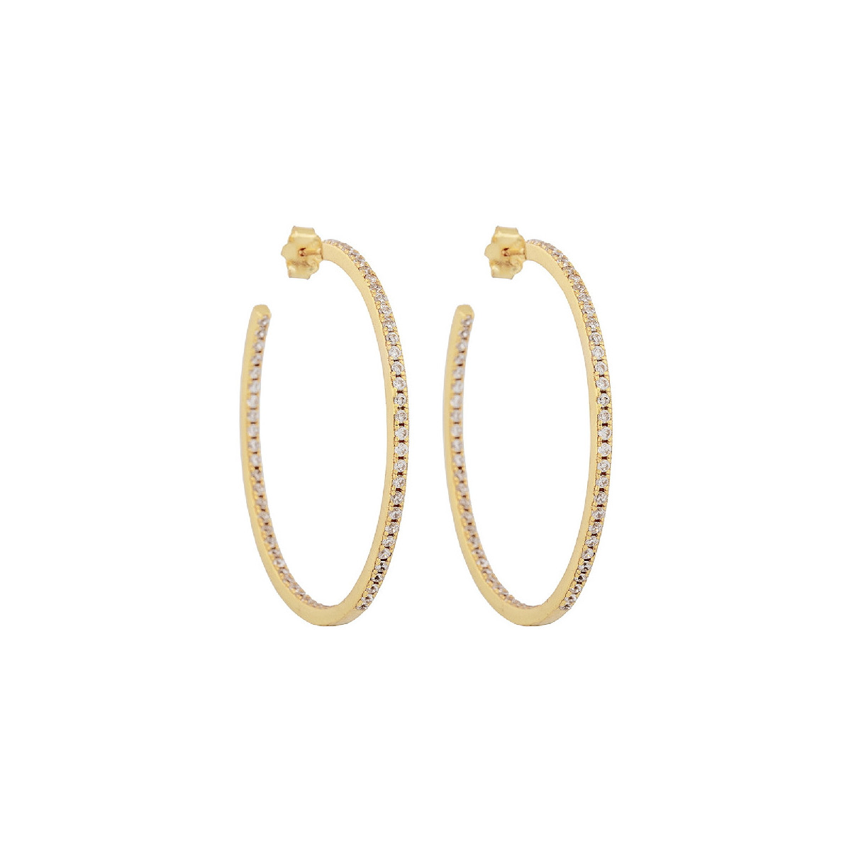 PENDIENTE ARO 30MM CIRCONITA CHAPADO - PE4556CH/04