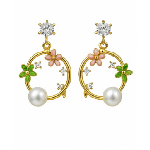 PE. LARGO CZ+CIRCULO+FLORES CZ+PERLA - PE7008CH