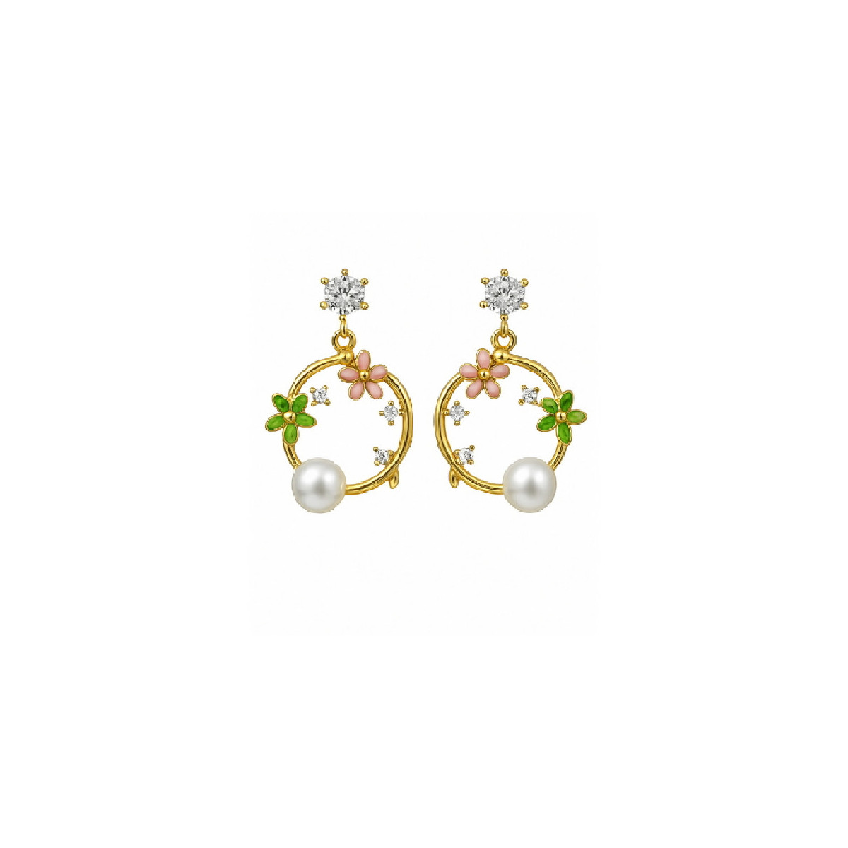 PE. LARGO CZ+CIRCULO+FLORES CZ+PERLA - PE7008CH