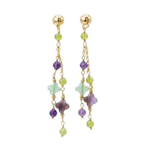 PEND. CIRCULO CON 2 CADENAS CON TREBOLES - PE7079CH