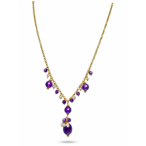 GARG. CADENA ROLO PIEDRAS MORADAS+ PERLA - GA1952CH