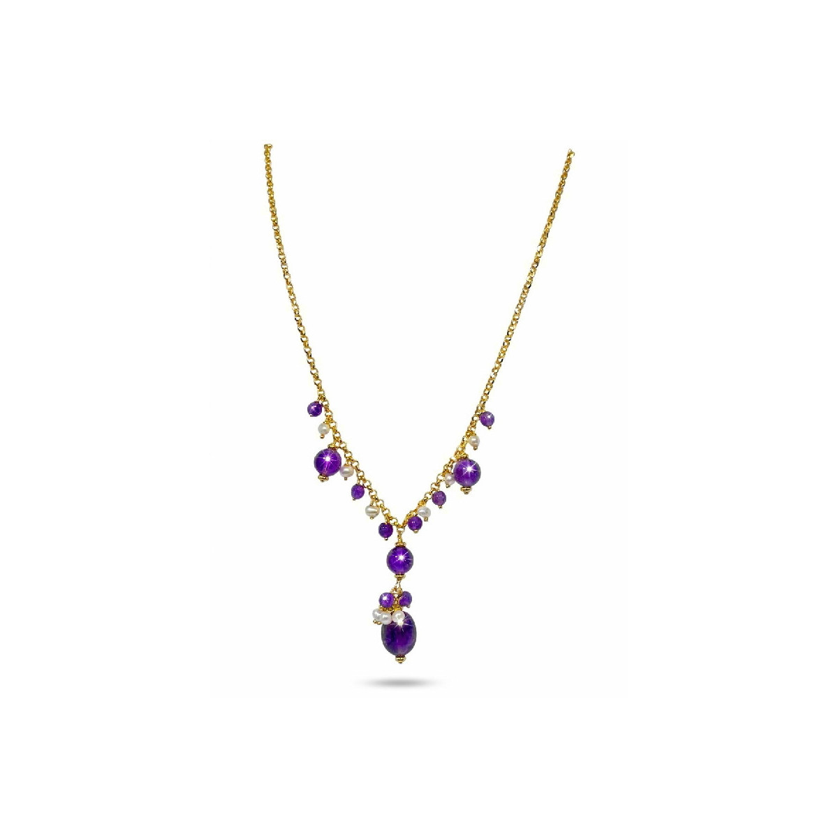 GARG. CADENA ROLO PIEDRAS MORADAS+ PERLA - GA1952CH