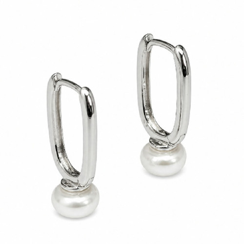 PENDIENTE ARO RECTANGULAR PERLA NATURAL - PE7104R