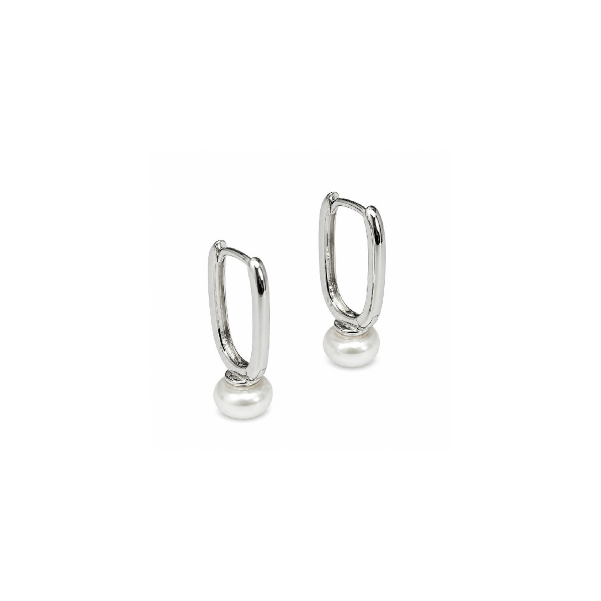 PENDIENTE ARO RECTANGULAR PERLA NATURAL - PE7104R