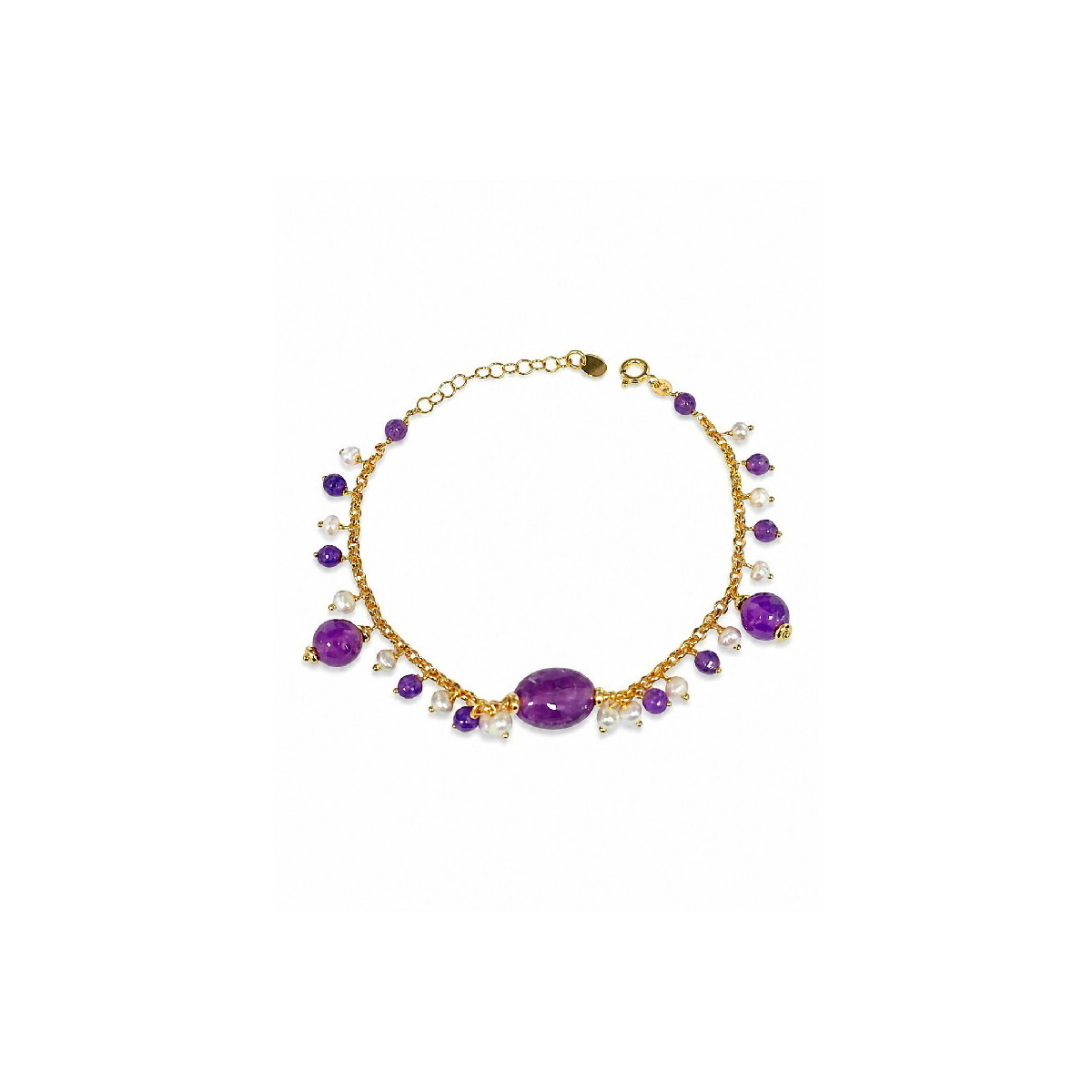 PUL. CADENA ROLO PIEDRAS MORADAS+ PERLA - PU5973CH