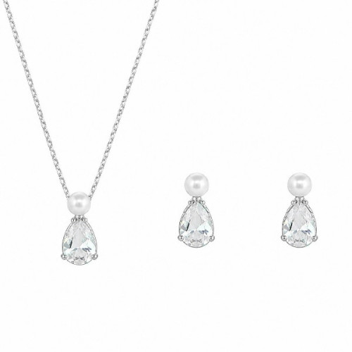 JUEGO PERLA + CZ LAGRIMA ABAJO - JU3133R