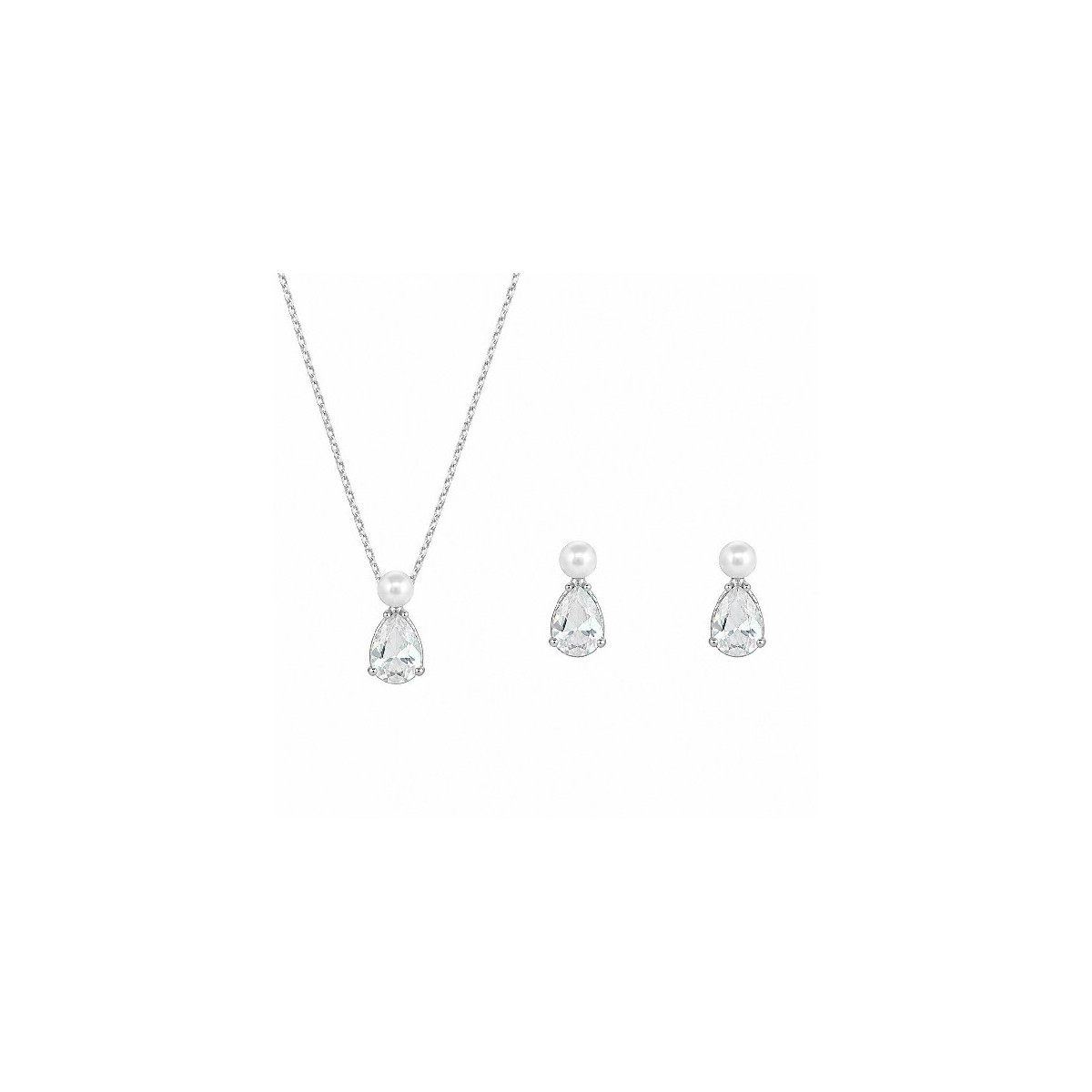 JUEGO PERLA + CZ LAGRIMA ABAJO - JU3133R