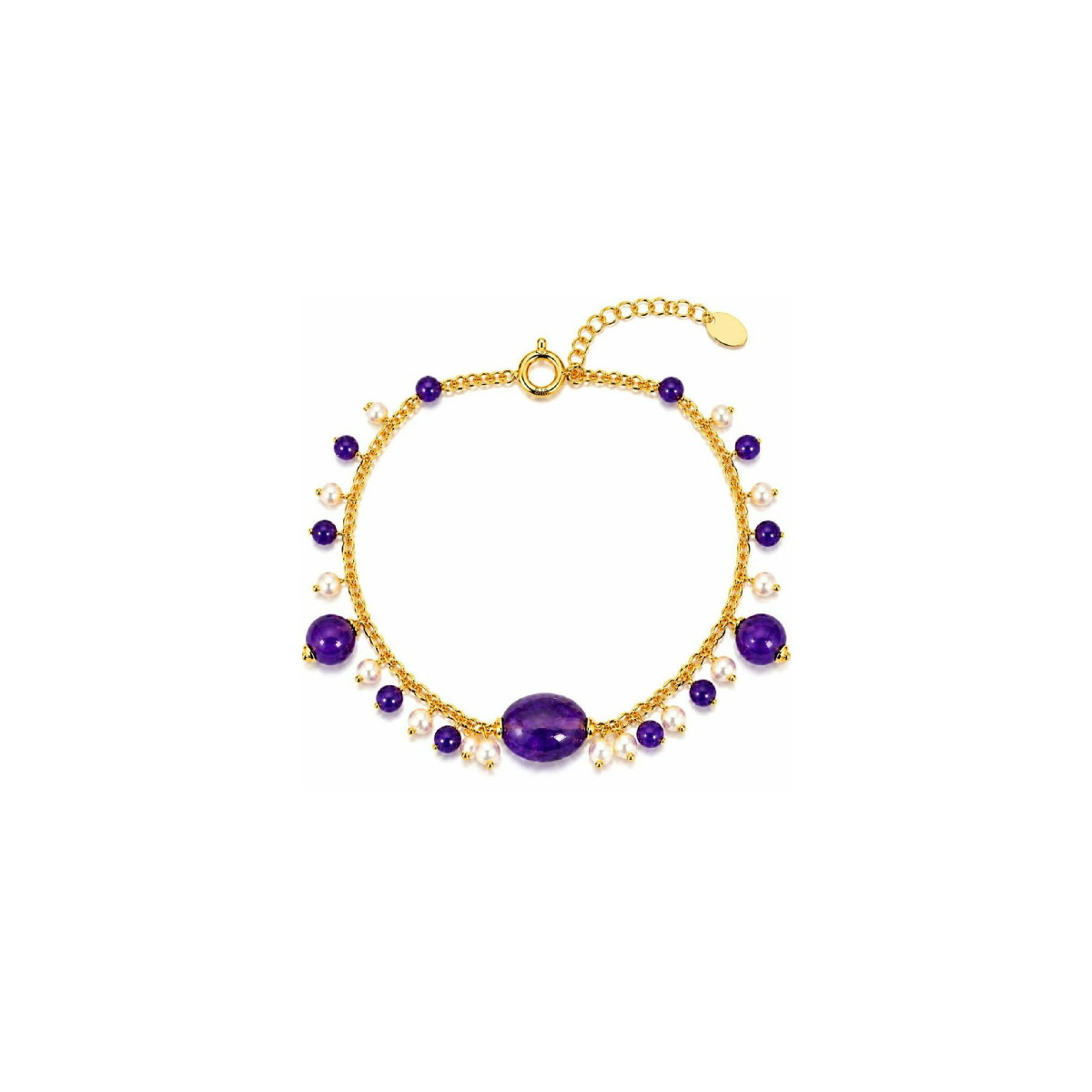 PUL. CADENA ROLO PIEDRAS MORADAS+ PERLA - PU5973CH