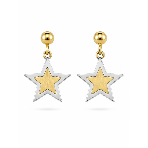 PENDIENTE ESTRELLA DOBLE CHAPADO  - PE5579CH