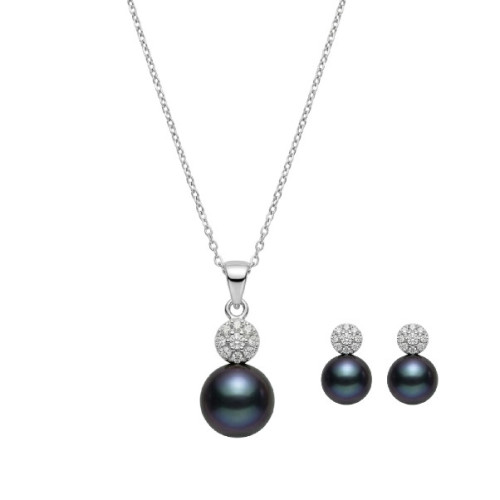 JUEGO PERLA NATURAL GRIS Y CIRCULOS CZ - JU2922