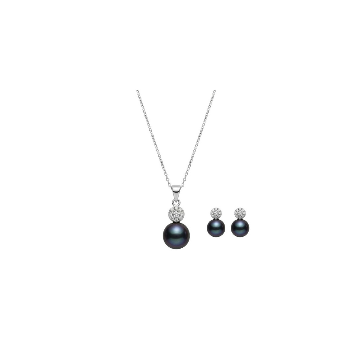 JUEGO PERLA NATURAL GRIS Y CIRCULOS CZ - JU2922